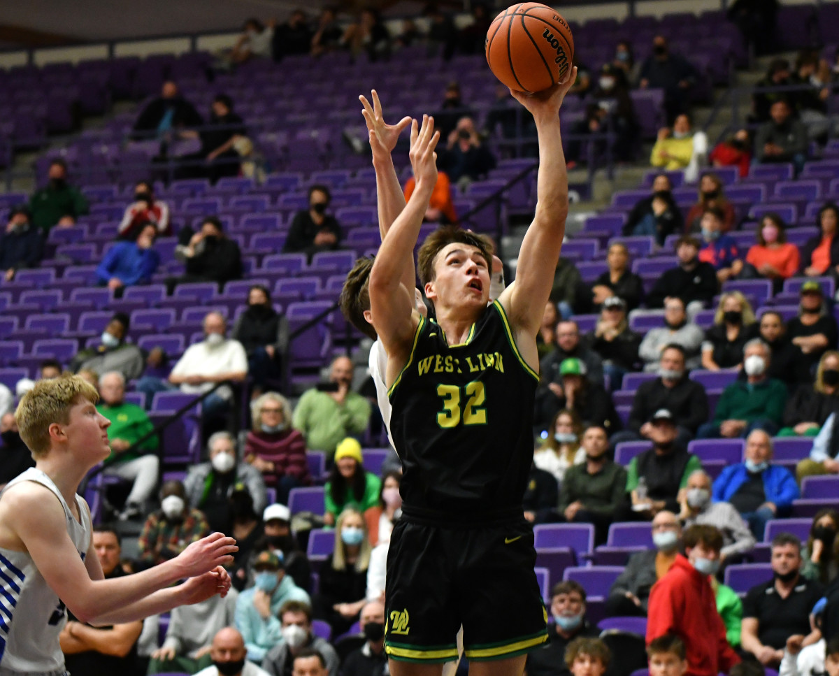 West Linn South Medford boys basketball Taylor Balkom 45